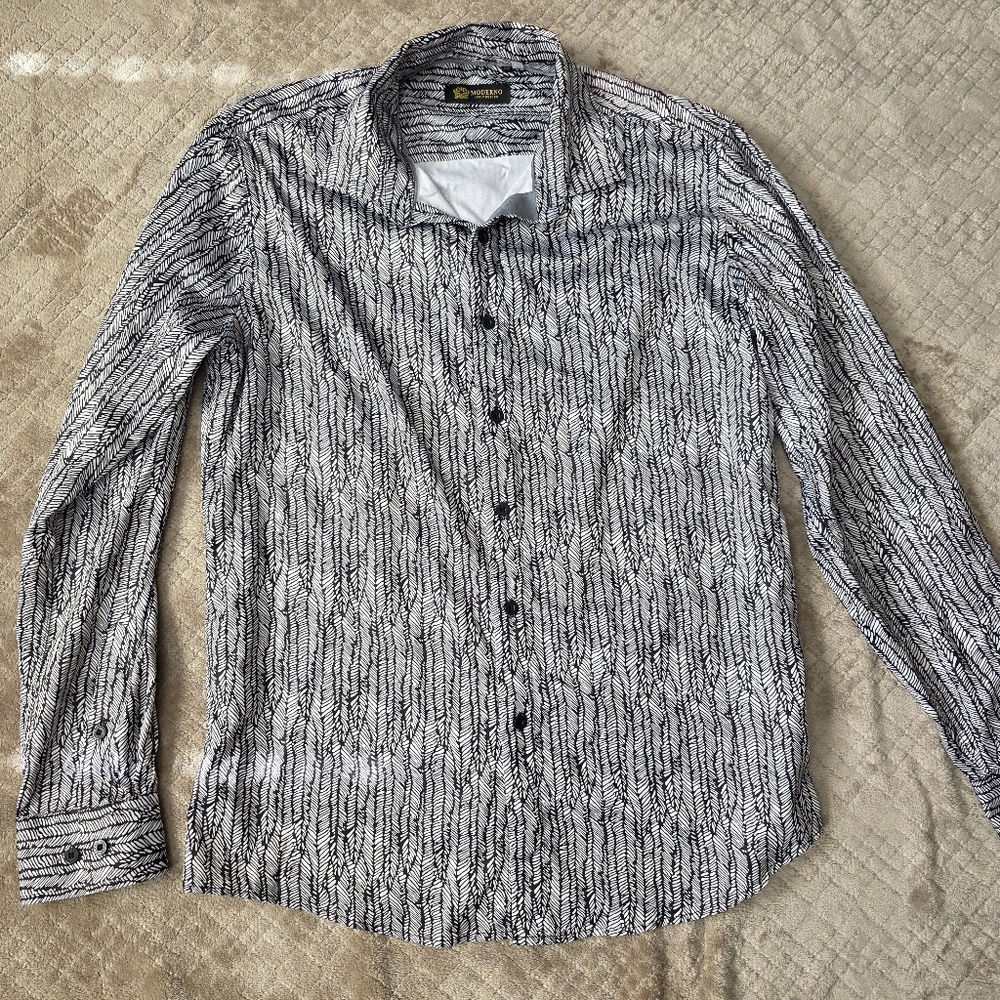 Moderno Italy‎ Jazzy Long Sleeve Button Up Men's Shirt Size M